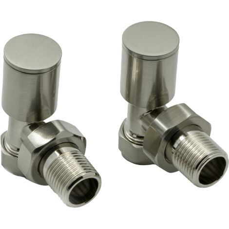 Reina Portland Angled Radiator Valves Pair 15mm - Brushed