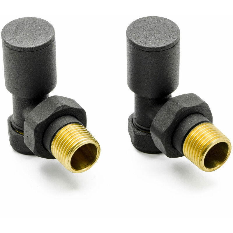 Reina Portland Angled Radiator Valves Pair 15mm - Anthracite