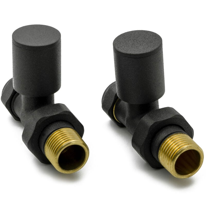 Reina - Portland Straight Radiator Valves Pair 15mm - Anthracite