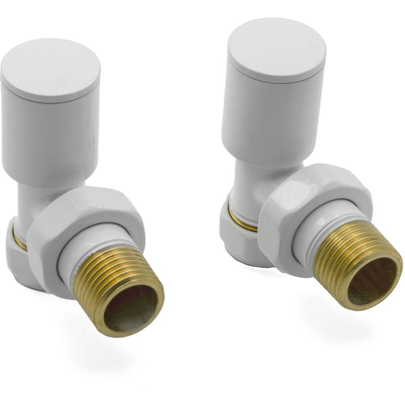 Reina Portland Angled Radiator Valves Pair 15mm - White