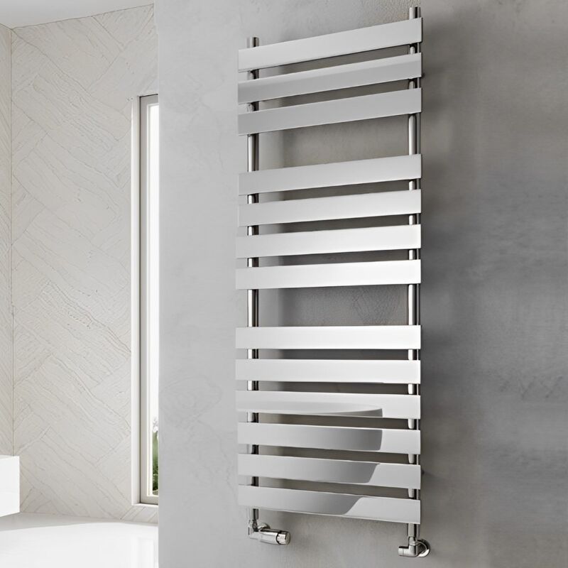 Reina - Trento Flat Panel Heated Towel Rail 950mm h x 500mm w Chrome