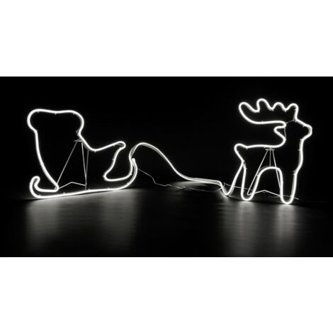 Reindeer 30x40cm and Sleigh 30x45cm Rope Light Silhouette-cool white