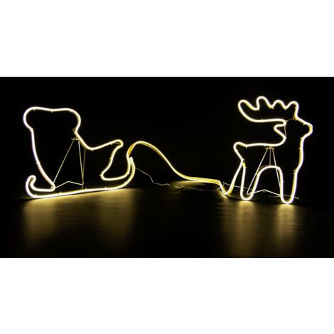 Reindeer 30x40cm and Sleigh 30x45cm Rope Light Silhouette-warm white