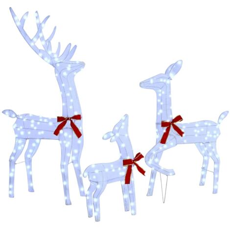 Reindeer Family 3 pcs Cold white 68 x 26 x 127 cm Fabric vidaXL
