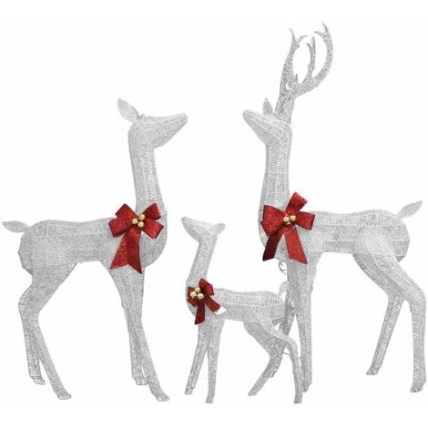 Reindeer Family Christmas Decoration White and Silver 201 LEDs vidaXL