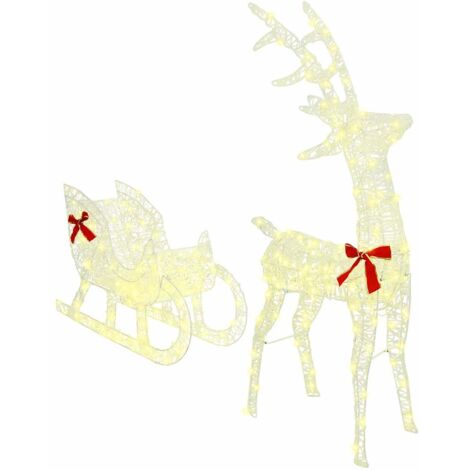 Reindeer Pull Sleigh Warm white 70 x 26 x 128.5 cm Acrylic vidaXL