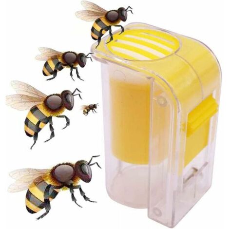 Reine abeille marqueur bouteille reine abeille cage cage plongeur d'une main outil d'apiculture jaune équipement d'apiculture