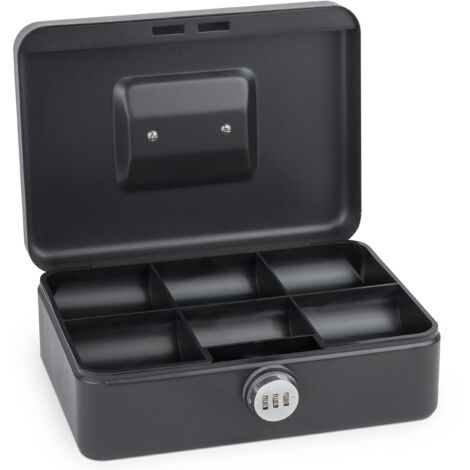 Reinforced Combination Lock Box Heavy Duty Steel 6 Compartments Carrying Handle