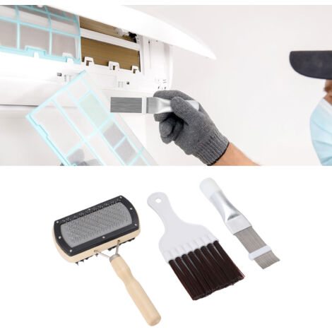 Reinigungsset für Klimaanlagenkondensatoren – Set mit 3 Werkzeugen (ABS-Kunststoffbürste, Reinigungsspieß) zur effektiven Reinigung von Kondensatoren und Heizkörpern