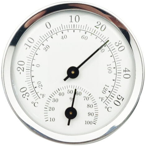 Reinweißes analoges Innenthermometer mit Hygrometer für Luftfeuchtigkeit und Temperatur