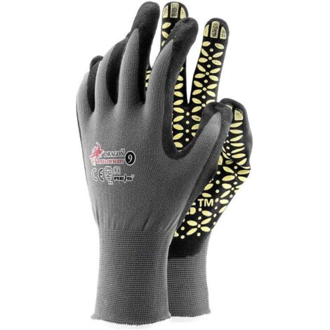 Reis RYELLOWBERRY7 - Guantes de protección con diseño de dragón, color negro y amarillo, talla 7, 12 unidades
