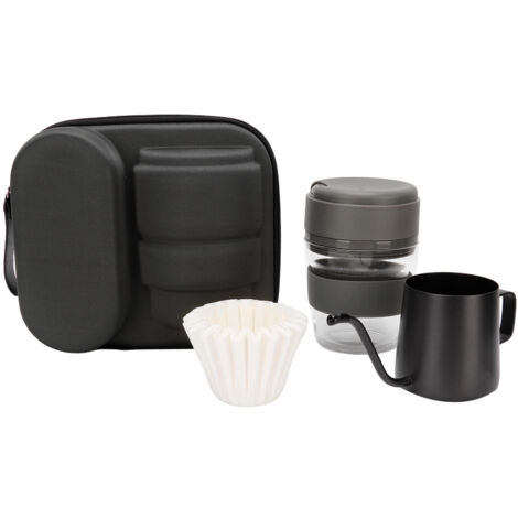 Reise-Kaffeemaschine mit Tasse für Filterkaffee – Grau