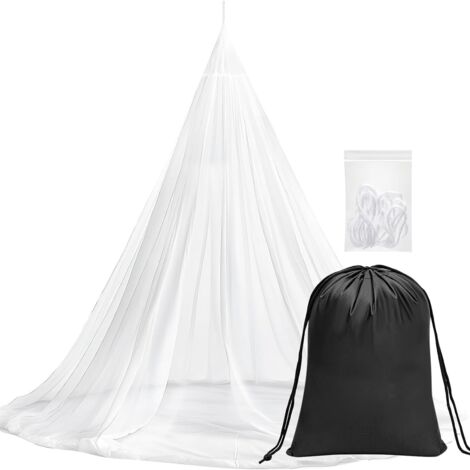Reise-Moskitonetz mit Reisetasche, Aufhängeseil, offenes Design, 2,2 m hoch, 12 m Umfang, Doppel-/Einzelbett, für den Außenbereich
