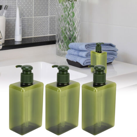 Reisebehälter für Lotion [3 Stück] 280 ml Pumpspender, flüssig, Boots, schwarzgrün, PET/PP, auslaufsicher, Simple Fresh