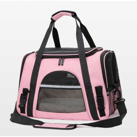 Reisetasche für Hunde und Katzen mit Gurten und weicher Matte, Größe 43 x 28 x 25 Zentimeter