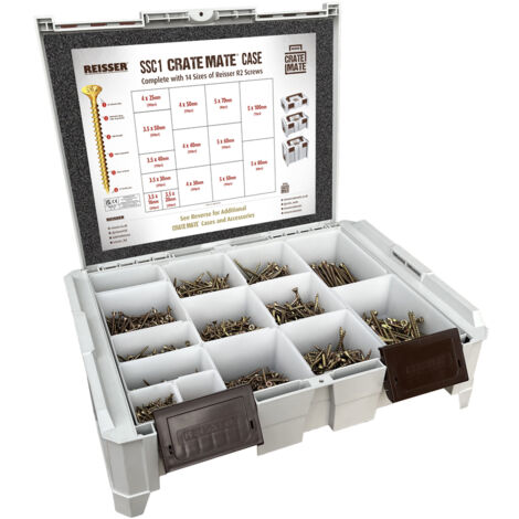 Reisser SSC1 2115pc Crate Mate Case with 14 Sizes of R2 Screws - CSK Pozi Wood Screws