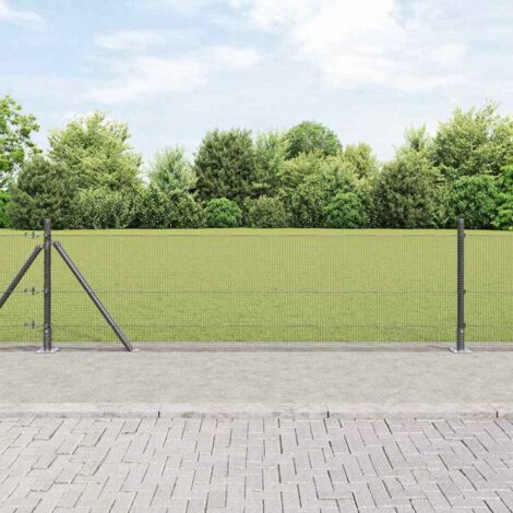 Reja con postes Gris 0.4 x 10 m Acero