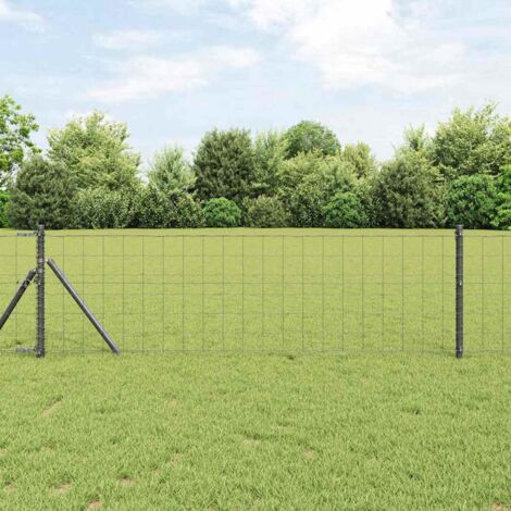 Reja con postes Gris 0.4 x 10 m Acero