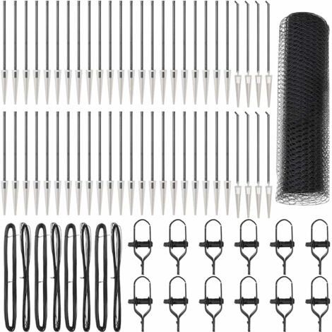 Reja con postes Gris 0.4 x 100 m Acero recubierto de PVC