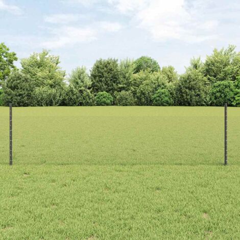 Reja con postes Gris 0.5 x 25 m Acero