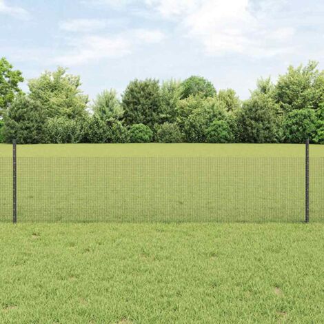Reja con postes Gris 0.5 x 50 m Acero
