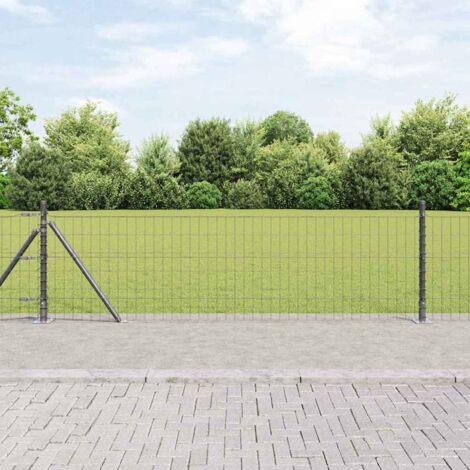 Reja con postes Gris 0.6 x 10 m Acero