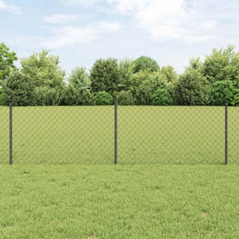 Reja con postes Gris 0.6 x 10 m Acero