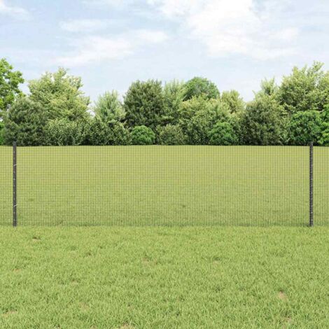 Reja con postes Gris 0.6 x 10 m Acero