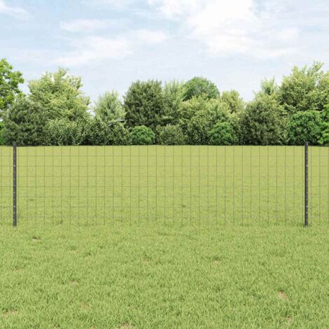 Reja con postes Gris 0.6 x 10 m Acero