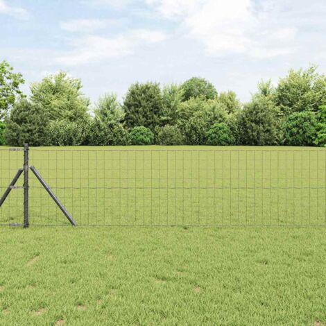 Reja con postes Gris 0.6 x 10 m Acero