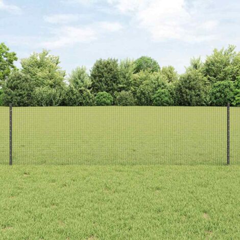 Reja con postes Gris 0.6 x 100 m Acero