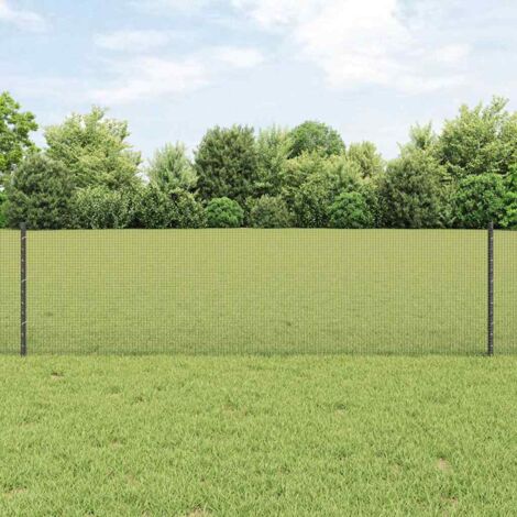 Reja con postes Gris 0.6 x 100 m Acero