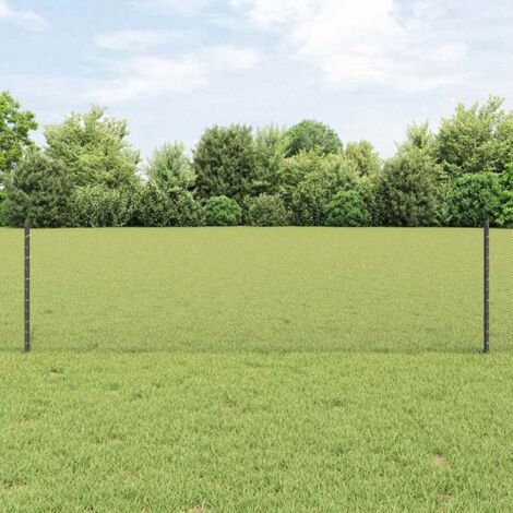 Reja con postes Gris 0.6 x 25 m Acero