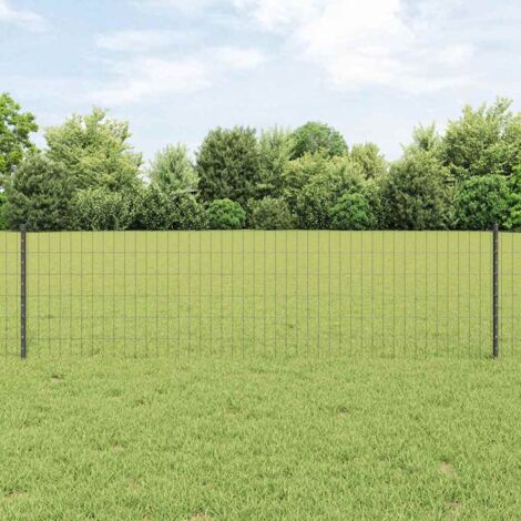 Reja con postes Gris 0.6 x 25 m Acero