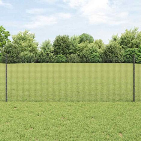 Reja con postes Gris 0.8 x 10 m Acero