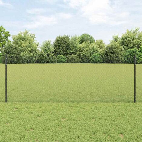 Reja con postes Gris 0.8 x 10 m Acero