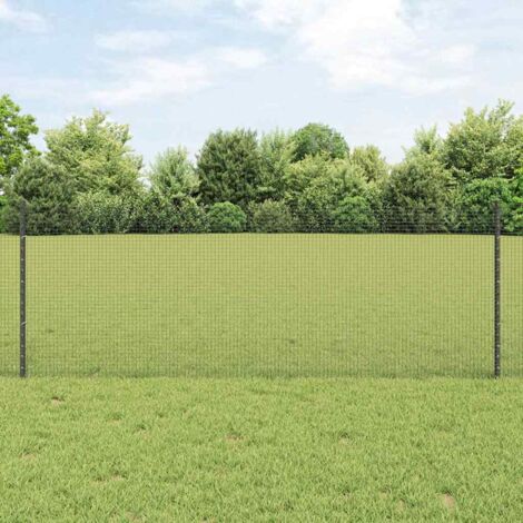 Reja con postes Gris 0.8 x 25 m Acero