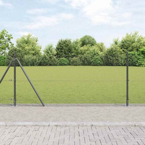 Reja con postes Gris 0.8 x 25 m Acero