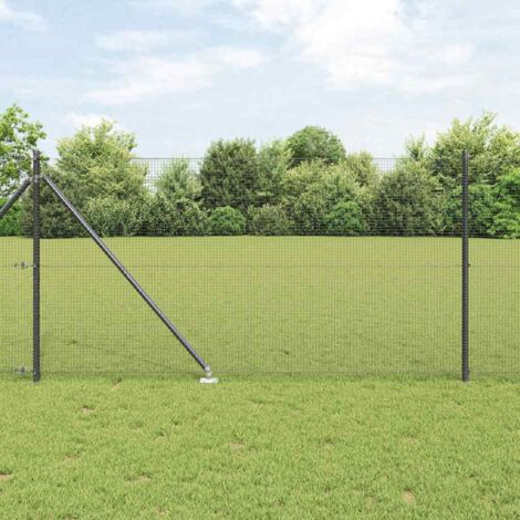 Reja con postes Gris 1 x 100 m Acero