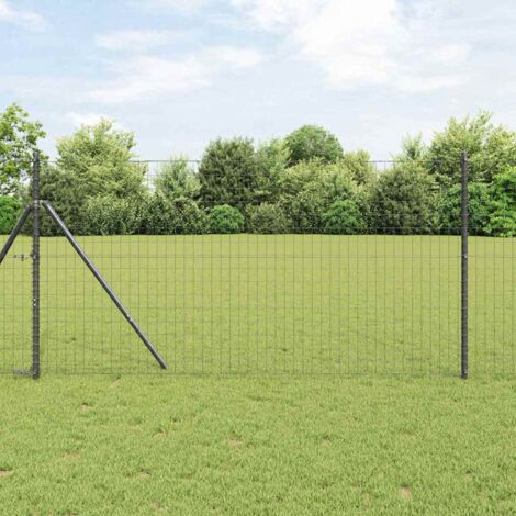Reja con postes Gris 1 x 25 m Acero