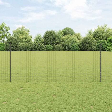 Reja con postes Gris 1 x 25 m Acero