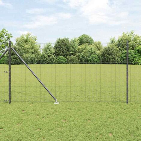 Reja con postes Gris 1 x 25 m Acero