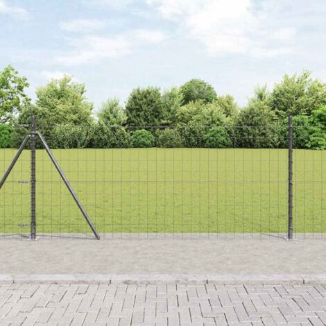 Reja con postes Gris 1 x 25 m Acero