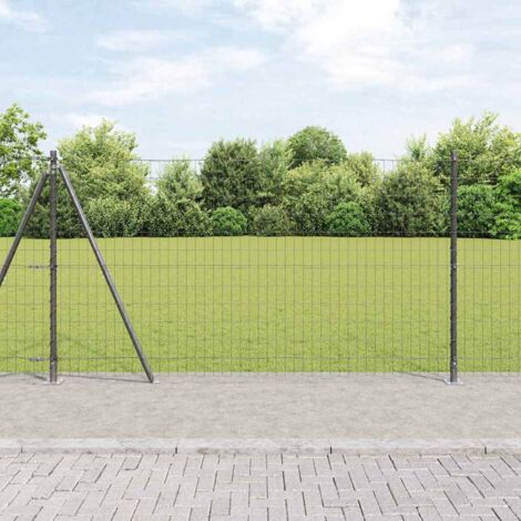 Reja con postes Gris 1.2 x 10 m Acero