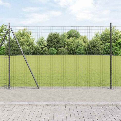 Reja con postes Gris 1.4 x 10 m Acero