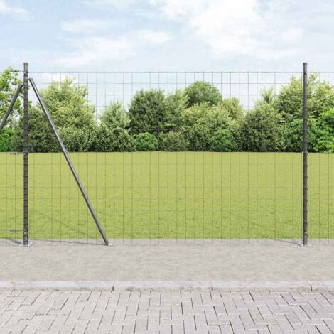 Reja con postes Gris 1.5 x 10 m Acero