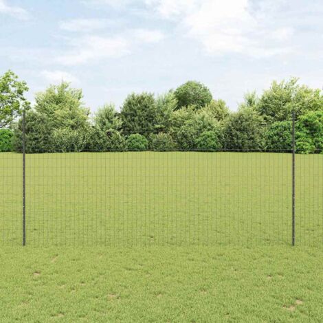 Reja con postes Gris 1.5 x 10 m Acero