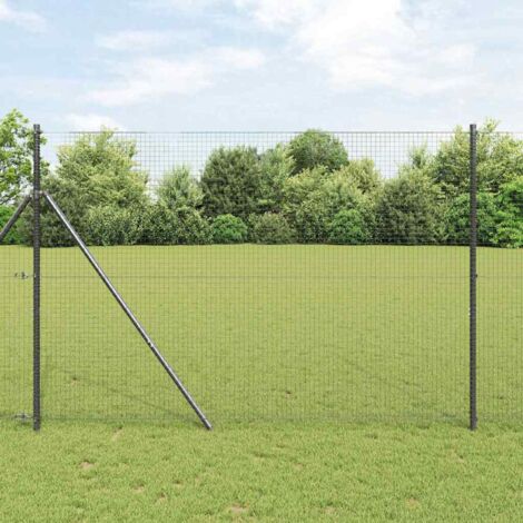 Reja con postes Gris 1.5 x 10 m Acero