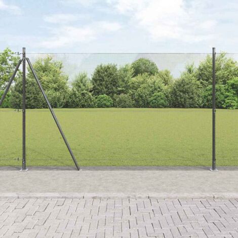 Reja con postes Gris 1.5 x 25 m Acero