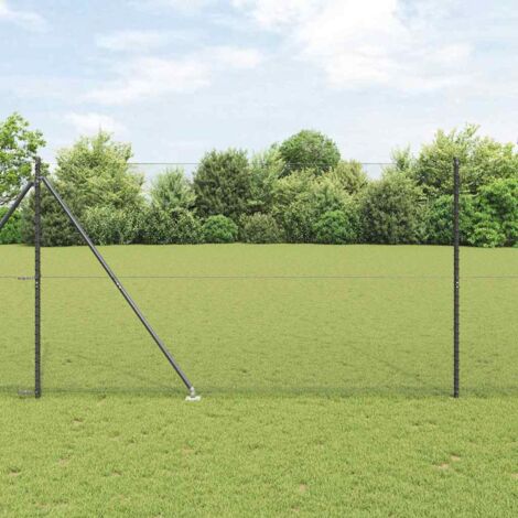 Reja con postes Gris 1.5 x 50 m Acero recubierto de PVC